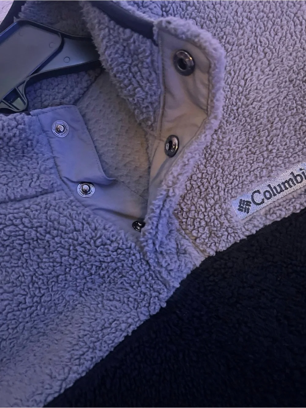 Columbia Men’s Gray and Black Sherpa Zip-Up Pullover